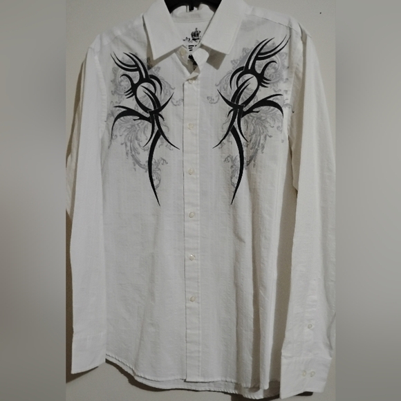 Helix Other - HELIX Button Shirt Mens Goth Streetwear Grunge Y2K Hip Hop Tribal